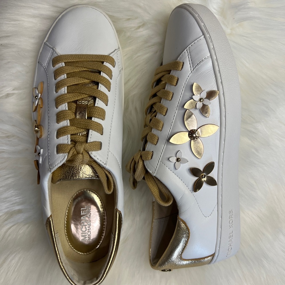 Michael Kors Womens Lola Leather Low Top Lace up Sneakers